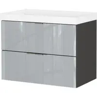 Dulap cu chiuvetă gri suspendat cu aspect lucios 81x65 cm Vasio – Germania