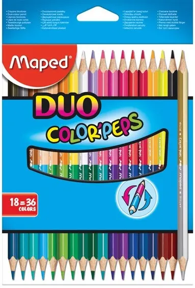 Set creioane colorate Maped Color Peps - Duo, 18 bucati, 36 culori