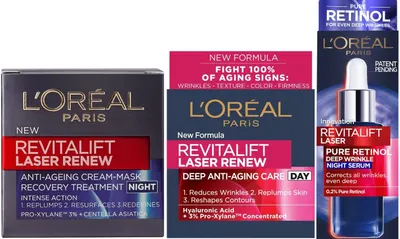 L'Oréal Revitalift Set - Cremă de zi, cremă de noapte și ser, 2 х 50 + 30 ml