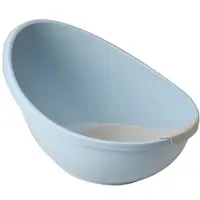 Cadita pentru bebelusi Little Mom Egg Blue cu forma ergonomica, suprafata antiderapanta, protectie spate, margini rotunjite, varsta recomandata 0 luni+