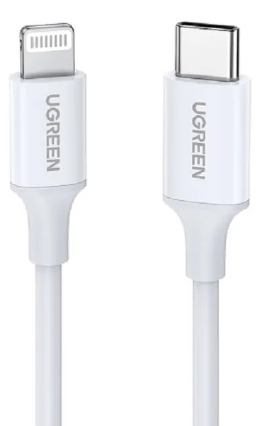 Cablu Ugreen - US171, USB-C/Lightning, 1 m, alb