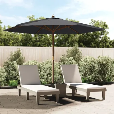 Gossi umbrela de soare de gradina stalp din lemn, negru, 299x240 cm