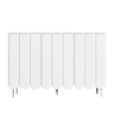 Comodă cu uși ondulate, spațiu de depozitare pentru living, hol & sufragerie, 120x35x80 cm, Alb