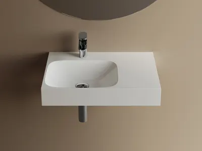 Lavoar suspendat, din compozit, 60x40x10.2 cm, alb lucios, Foglia Titan