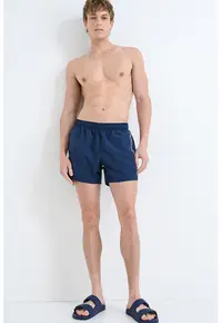 Pantaloni scurti de baie cu talie elastica - Albastru oceanic