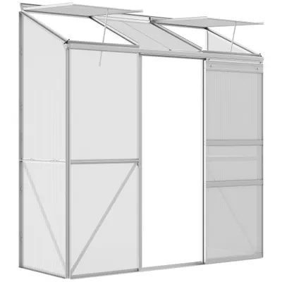 Outsunny Solar de prindere, Ușă glisantă, Ferestre de acoperiș, Policarbonat+Aluminiu, Culoare: Argintiu, 192 x 68 x 196 cm | Aosom Romania