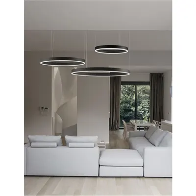 Lampa suspendata MOTIF Nisipiu Negru Aluminiu & Acrylic LED 110 Wat CCT Dimabil 2700-6000K Remote Control Included 230 Volt 6160Lm IP20