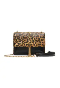 Geanta crossbody din piele ecologica cu animal print Miyabel - Maro inchis/Negru/Bej deschis