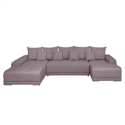 Coltar extensibil MARIBO U, cu arcuri si lada depozitare, colt stanga, gri maroniu, 350x203x90 cm