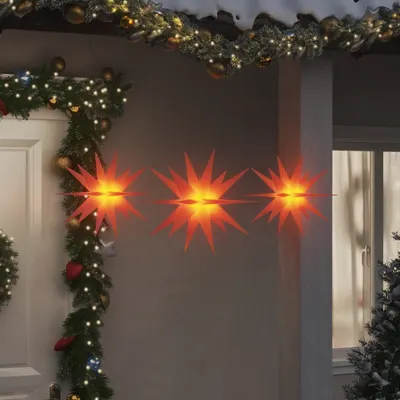 Gossi lumini de craciun cu led-uri, 3 buc., rosu, pliabil
