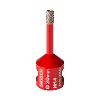 Carotă diamantată Raider - Diamond Dry, 20 mm, M14, rosie
