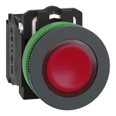 Harmony XB5, Buton iluminat antimicrobian, plastic, rosu, Ø30, LED, 24 V AC/DC, 1 NO + 1 NC