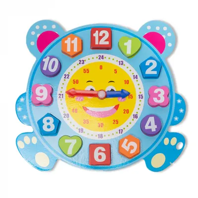 Ceas din Lemn pe Suport tip Puzzle Montessori - Nurio
