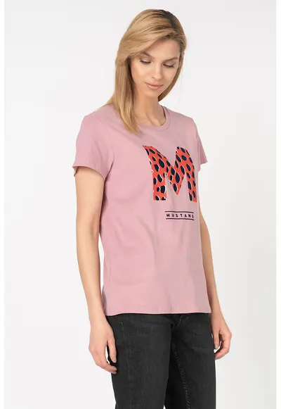 Tricou cu aplicatie logo din catifea Alina - Lila pal