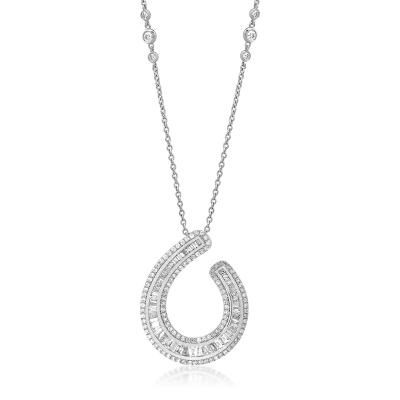 Lant cu pandantiv din aur alb cu diamant de 3.2ct