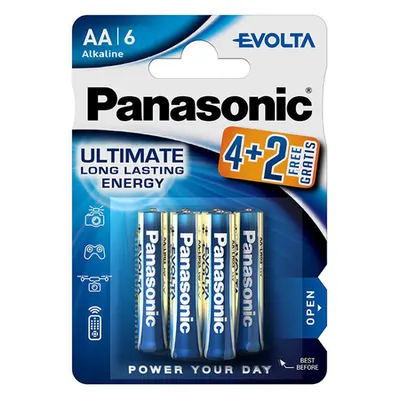Baterii AA R6, blister 4 + 2 Buc. Panasonic Evolta