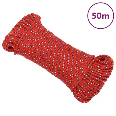 vidaXL Frânghie de barcă, roșu, 4 mm, 50 m, polipropilenă