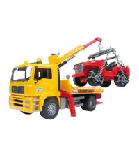Camion cu platforma, macara Bruder MAN si vehicul de teren 02750