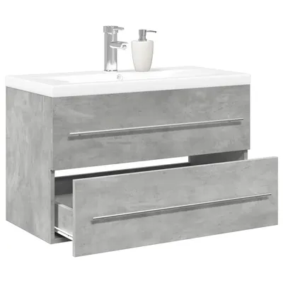 Gossi set mobilier de baie, 2 piese, gri beton, lemn compozit