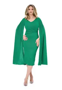 Rochie midi cambrata Kate - Verde