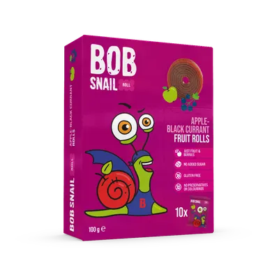 Rulou din mere si coacaze negre, 100g, Bob Snail