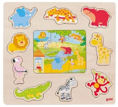 Puzzle pentru copii Goki - Animale de la grădina zoologică