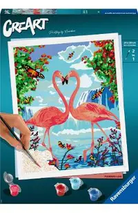 Pictura pe numere. Doi flamingo