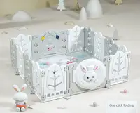 Gardulet loc de joaca copii pentru interiorexterior Nichiduta Garden 200x155 cm cu margini rotunjite, poarta de siguranta, covoras din spuma 1cm grosime,100 bile color si cosulet pliabil Bunny Grey