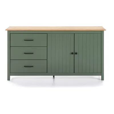 Comodă verde/în culoare naturală joasă din lemn masiv de pin 150x80 cm Miranda – Marckeric