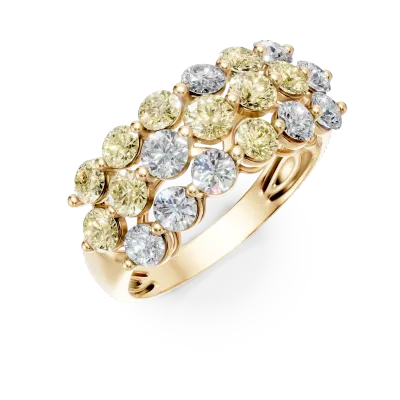 Inel din aur galben cu diamante multicolore de 2.28ct