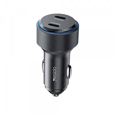 Incarcator Auto Yesido Y48, 60W, 3A, 2 x USB-C, Negru
