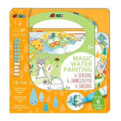 Carte de pictat cu apa, stickere si jocuri, portabila - 4 anotimpuri