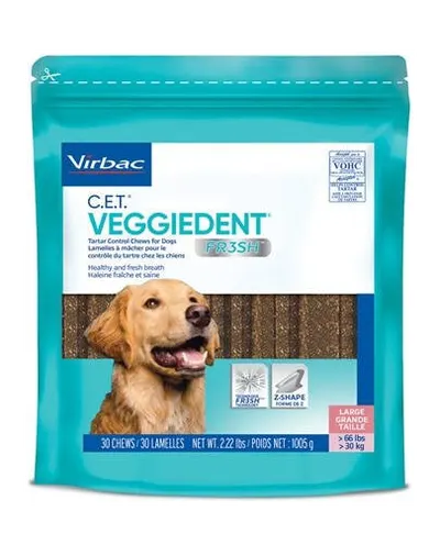 VIRBAC Veggiedent Fresh L (>30 kg) Recompense caini pentru igiena orala 15 buc.