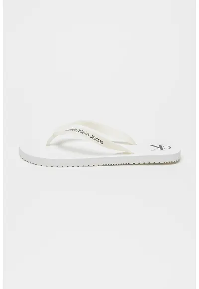 Papuci flip-flop cu logo - Alb murdar