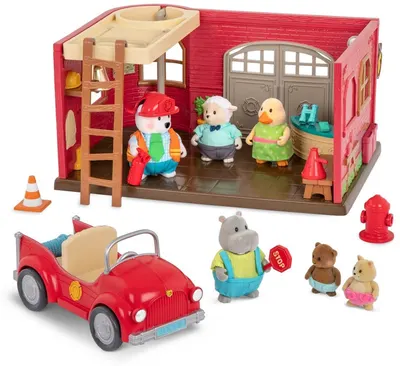 Set de joaca Battat Li'l Woodzeez - Statie de pompieri