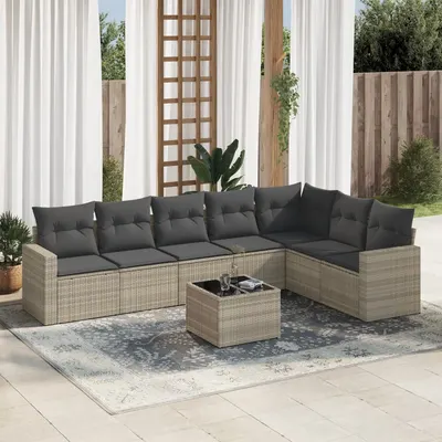 Gossi set mobilier de gradina cu perne, 8 piese gri deschis poliratan