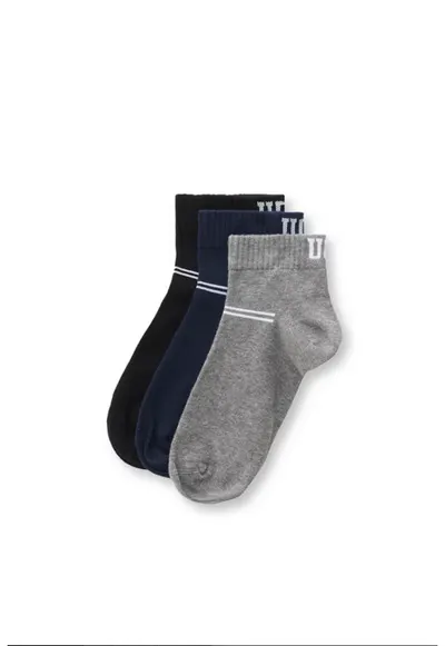 Set de sosete scurte - 3 perechi Brennus - Negru/Gri/Bleumarin
