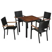 Gossi set mobilier de exterior, 5 piese negru, poliratan, lemn acacia