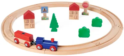 Set de joacă Eichhorn - Tren cu șină rotundă, 20 piese