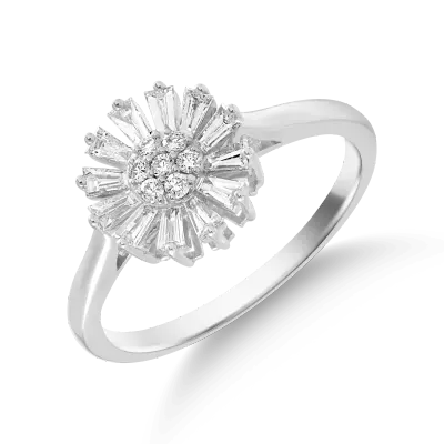 Inel floare din aur alb cu diamante de 0.37ct