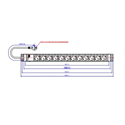 PDU vert. 12xSchuko Alb, 2 m fisa Schuko, AL