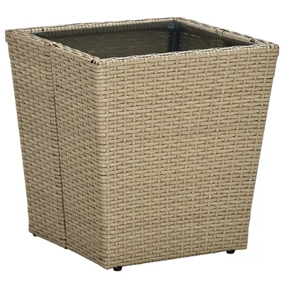 vidaXL Masă de ceai, bej, 41,5x41,5x44 cm poliratan/ sticlă securizată