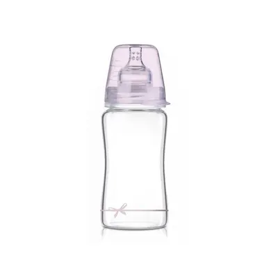 Biberon Lovi - Baby Shower, din sticla, 250 ml, 3 luni+, roz