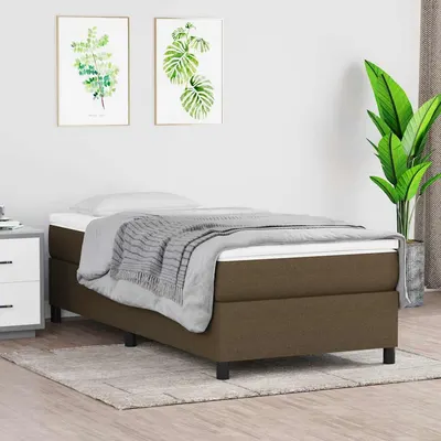 vidaXL Cadru de pat cu arcuri, maro închis, 90x190 cm, textil