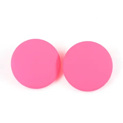 Cercei rotunzi roz neon cu design minimalist