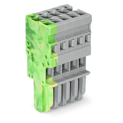 1-conductor female plug; 4 mm²; 5-pole; 4,00 mm²; green-yellow, gray