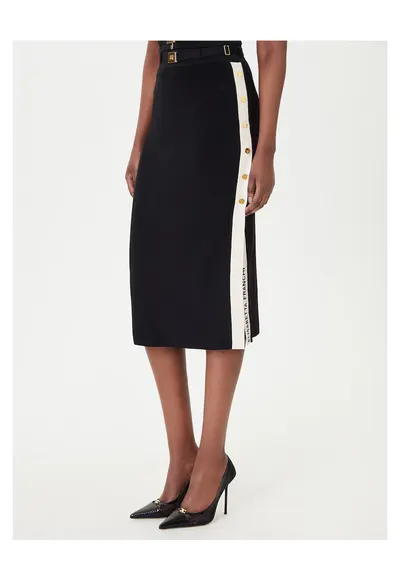Fusta midi neagra - viscoza - Negru