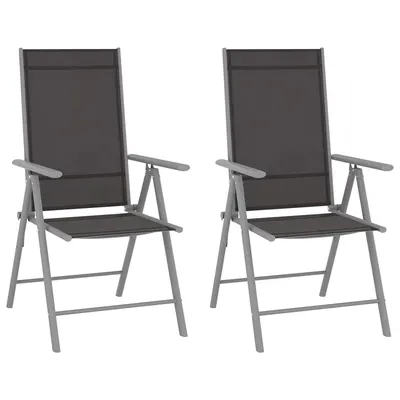 vidaXL Scaune pliante 2 buc. Textilene Negre
