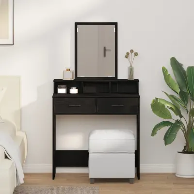 vidaXL Masă de Machiaj Stejar Negru 79 x 41 x 140 cm Lemn prelucrat