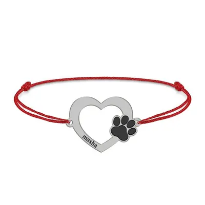 Paw Lover - Bratara personalizata inimioara si labuta - snur